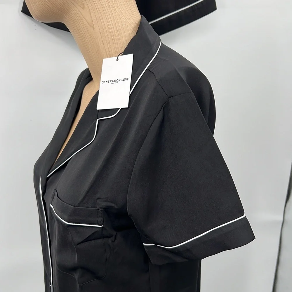 🆕Generation Love Lenox Black White Pajama Set Shorts Pockets Lounge Sleepwear - Picture 14 of 16